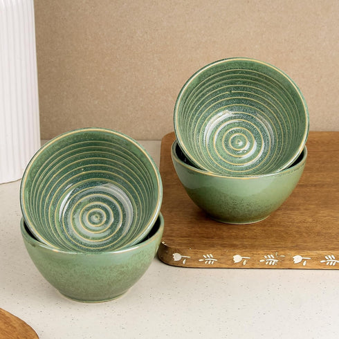 Sage Green Ceramic Snack Bowl Set of 4 (400ML) - The Earth Store - Bowls